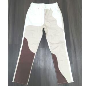 Pac Sun mom Jean eco paneled tan Brown 25 waist straight leg Indie boho preppy